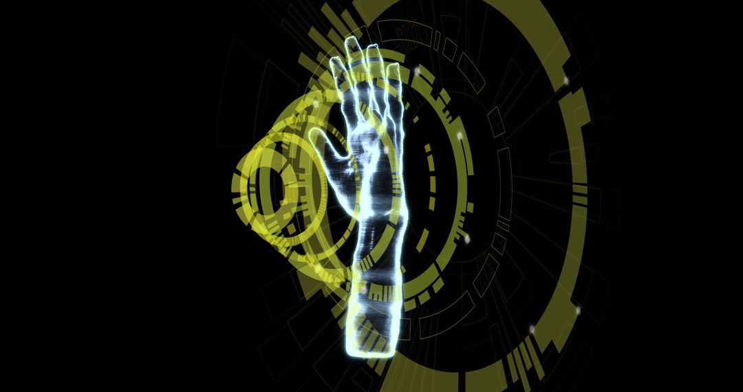 Futuristic Digital Hand Scan with Virtual Interface Elements