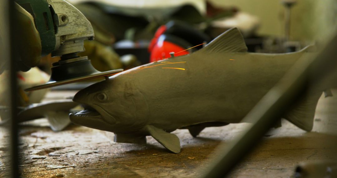 Power Tool Cutting Metal Object Creating Sparks