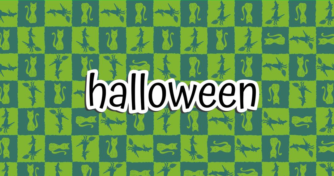 Halloween Celebration Poster with Green Patterned Background
