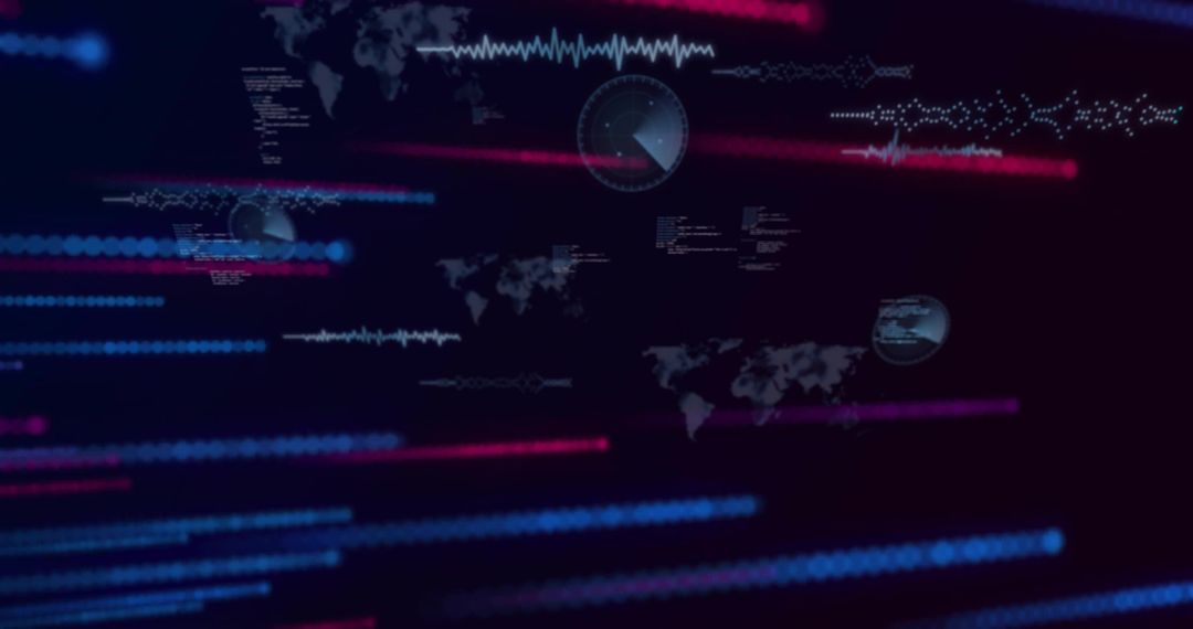Futuristic Digital Interface with Data Streams and Code Visualization