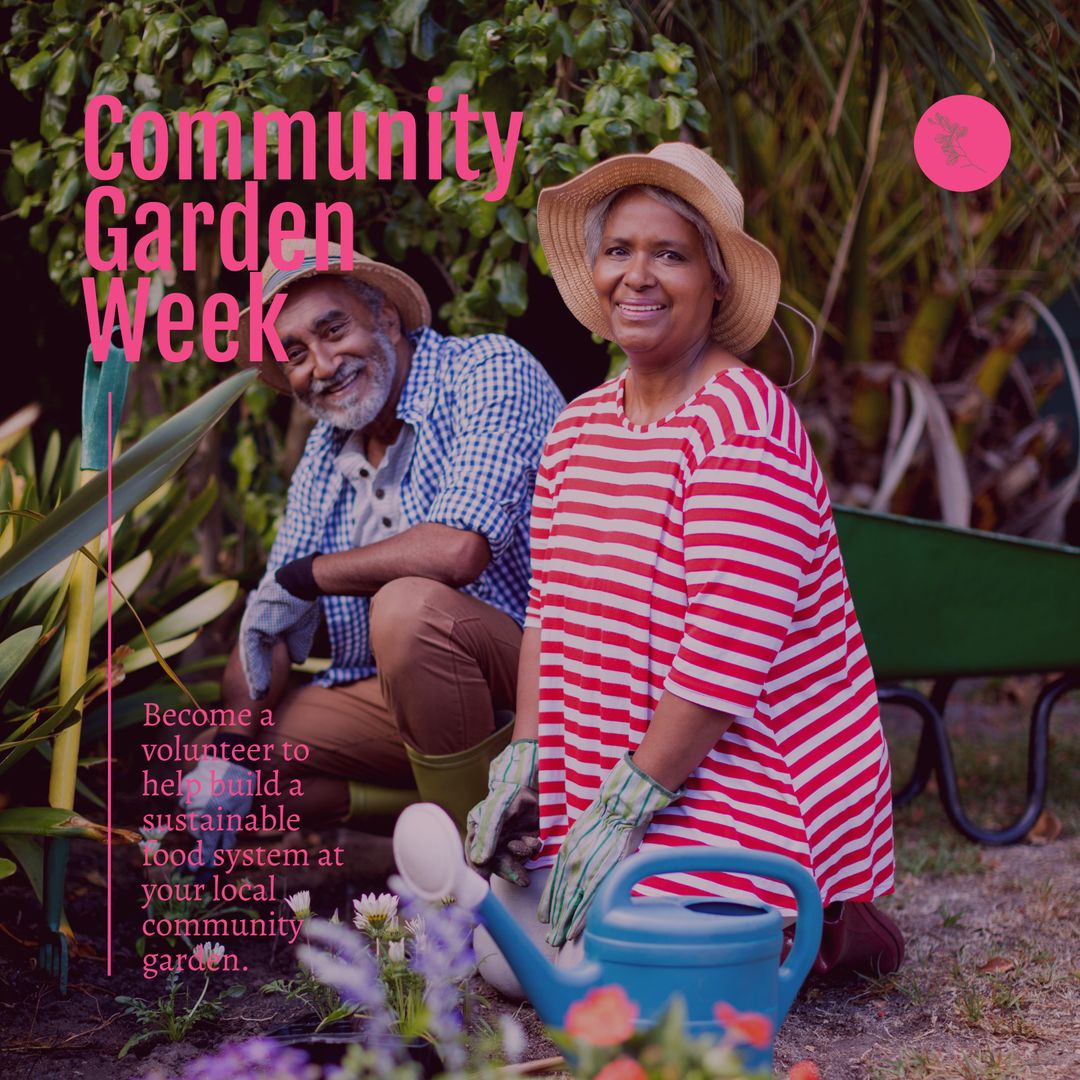 Joyful Senior Couple Gardening Together in Community Environment - Download Free Stock Templates Pikwizard.com