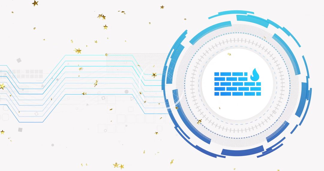 Digital Firewall Concept in Futuristic UI with Golden Accents