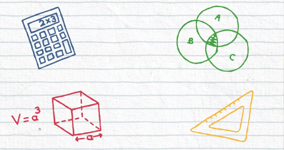 Colorful Math Concepts on Lined Paper
