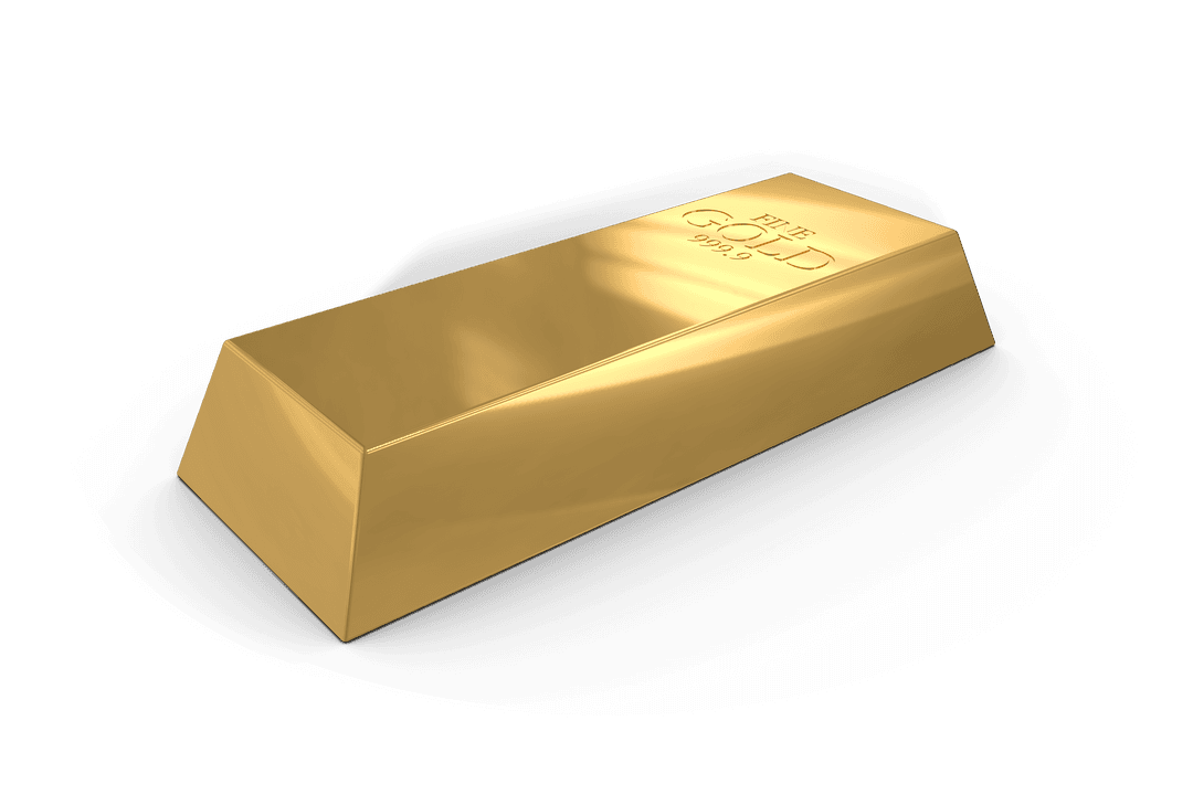Shiny Gold Bar Isolated on Transparent Background