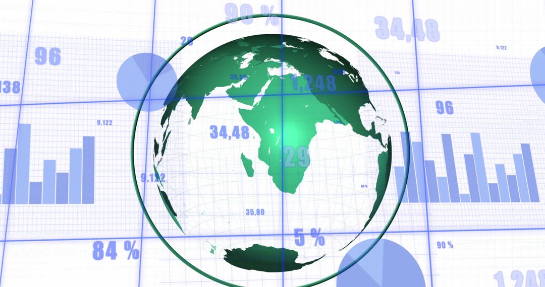 Abstract Globe with Financial Data and Graphs