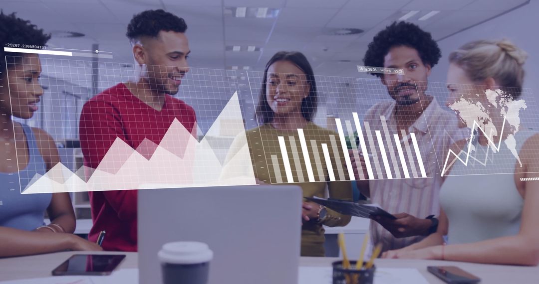 Team Analyzing Financial Data in Modern Office Concept