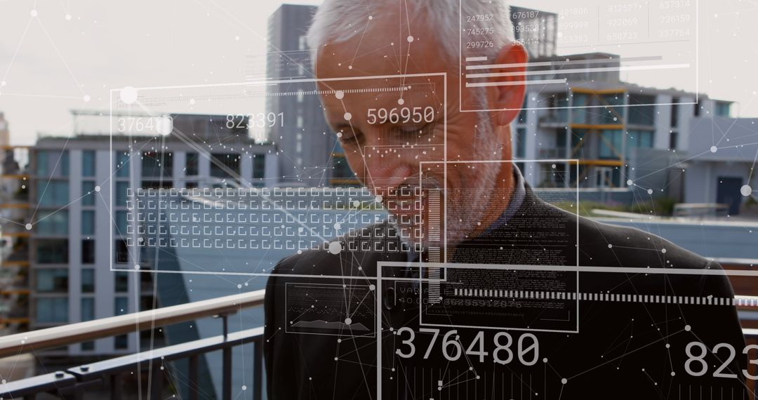 Financial Data Processing with Technology Overlay on Businessman