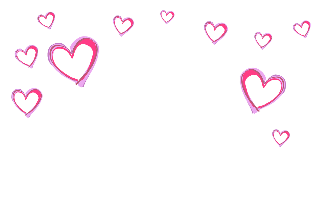 Digital Pink Hearts Illustration on Transparent Background