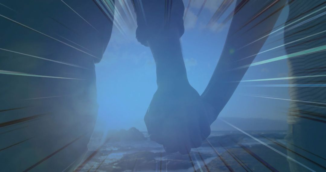 Holding Hands Over Bright Burst Symbolizing Connection and Unity