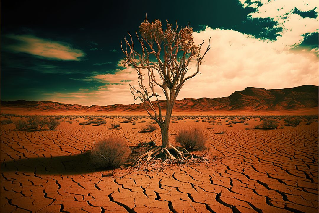 Composition of cracked desert and lonely tree created using generative ai technology - Free Images, Stock Photos and Pictures on Pikwizard.com