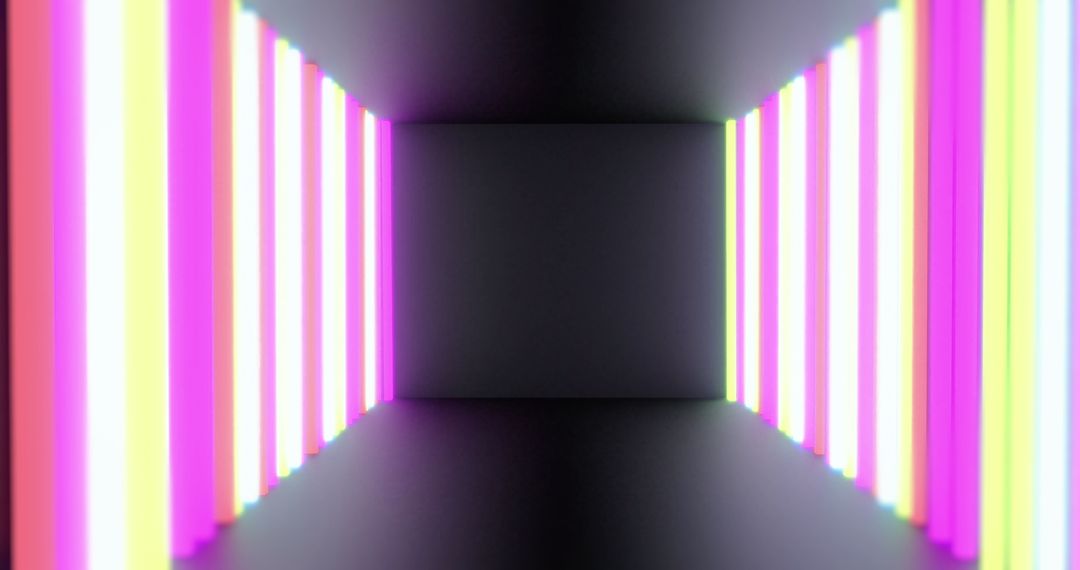 Futuristic Neon Tunnel with Vibrant Multicolored Lights