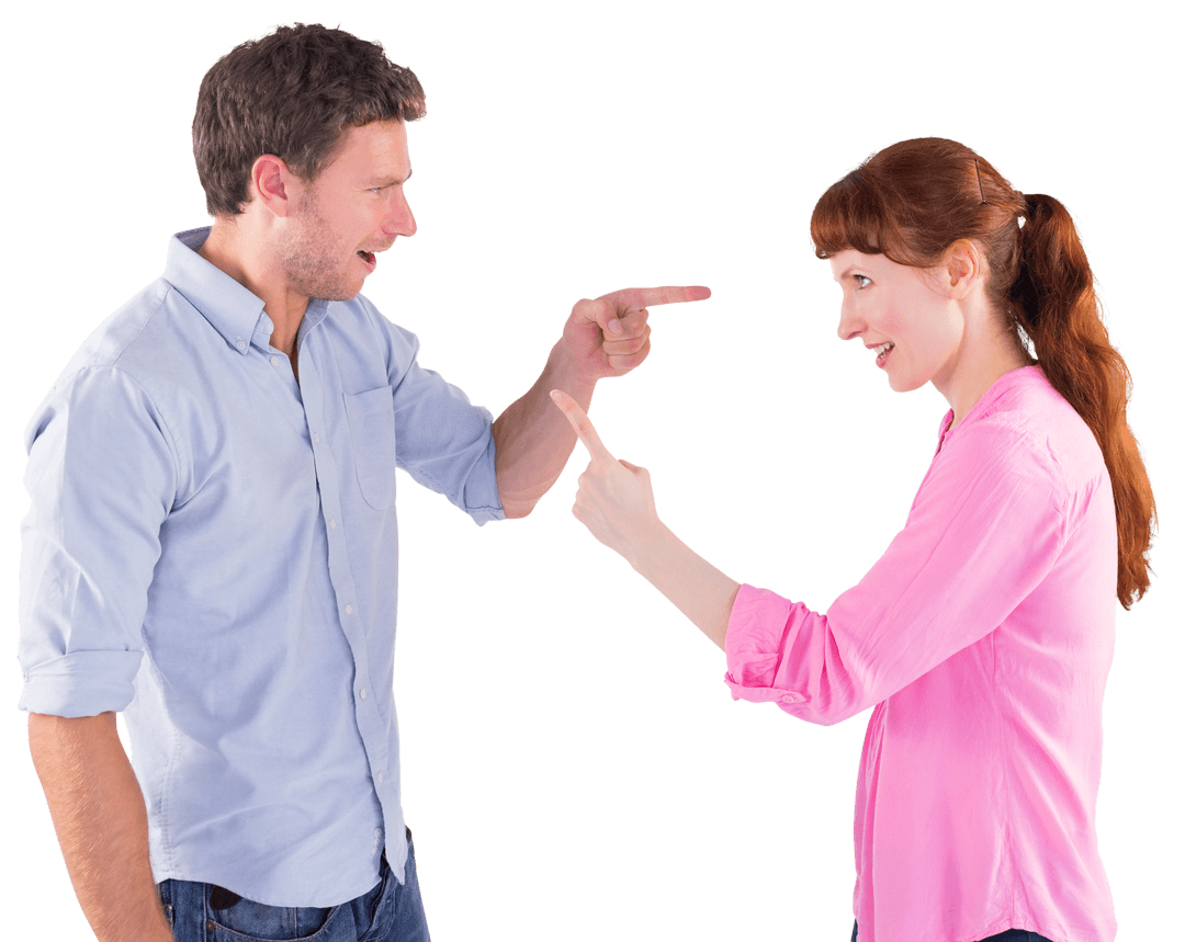 Couple Arguing with Angry Gestures Transparent Background