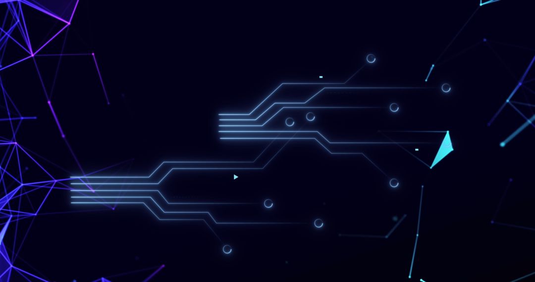 Futuristic Digital Network Design in Neon Blue and Purple