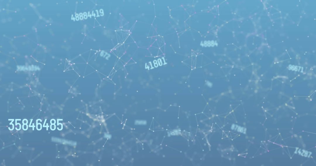 Abstract network of connections with data numbers and binary code