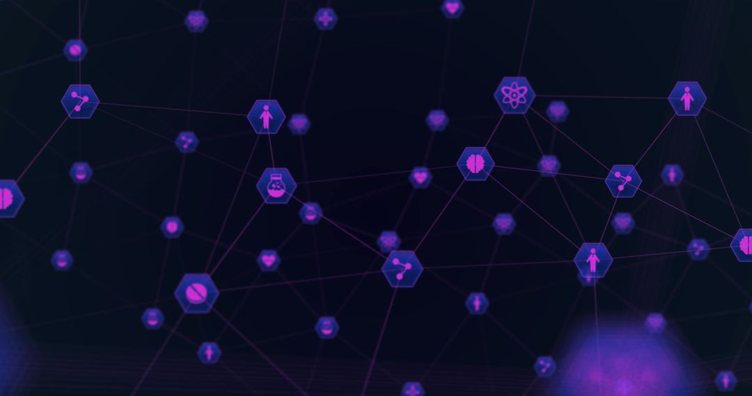 Digital Icons Interconnected in Cyberspace Network