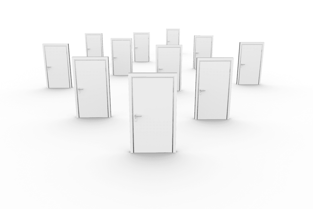 White Doors on Transparent Background for Interior Design Concepts