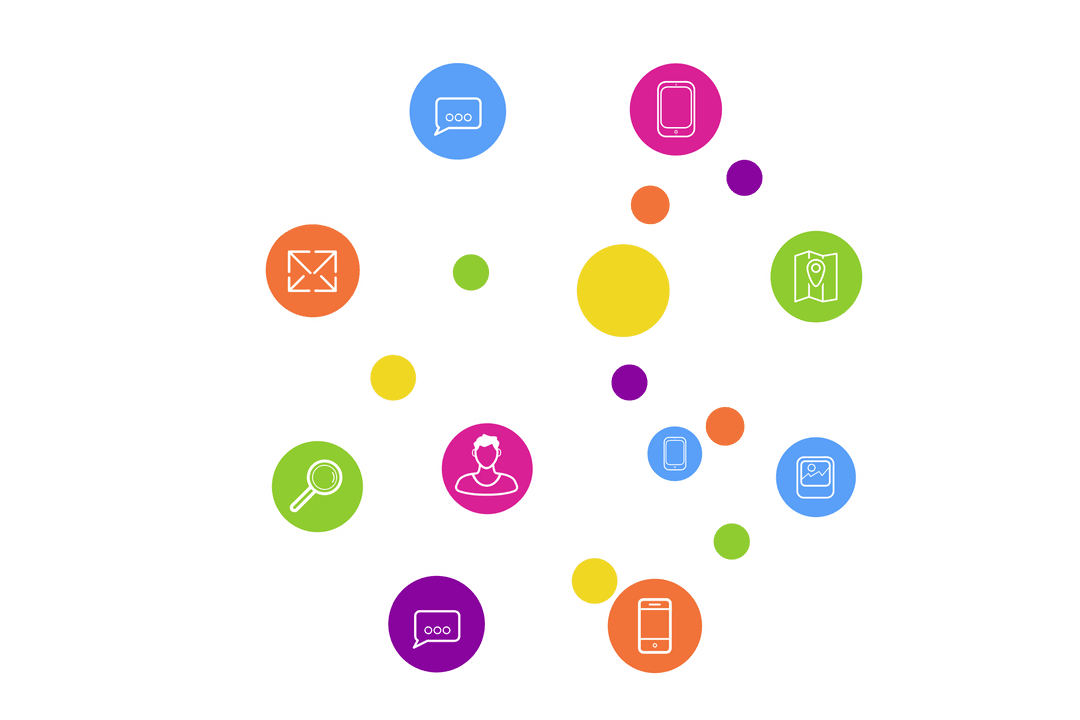 Colorful Digital Icons on Transparent Background for Tech Concepts