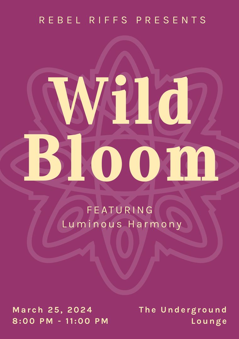 Wild Bloom Event Poster with Elegant Design for Concert Promotion - Download Free Stock Templates Pikwizard.com