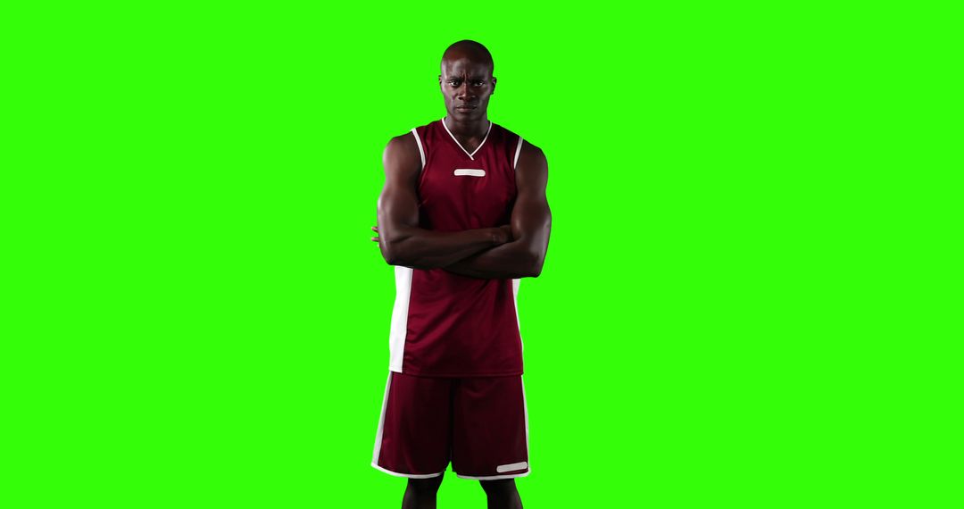 Confident Basketball Player in Red Uniform on Green Screen - Free Images, Stock Photos and Pictures on Pikwizard.com