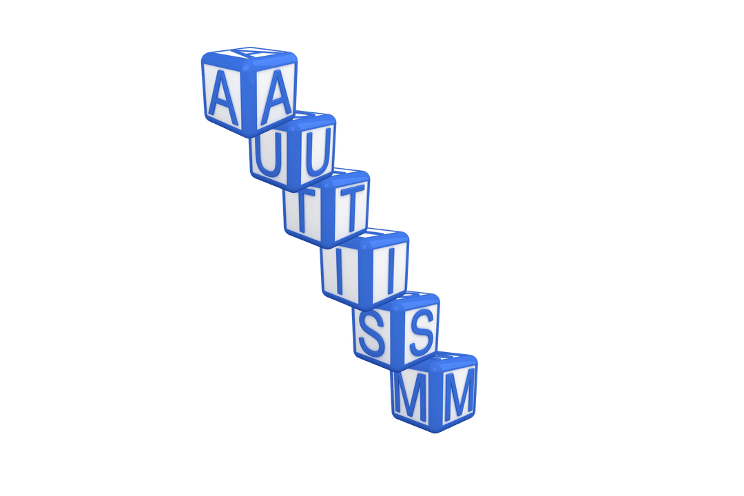 Blue and White Autism Blocks on Transparent Background