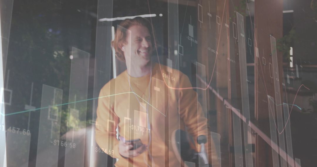 Confident Professional Analyzing Financial Data Overlay