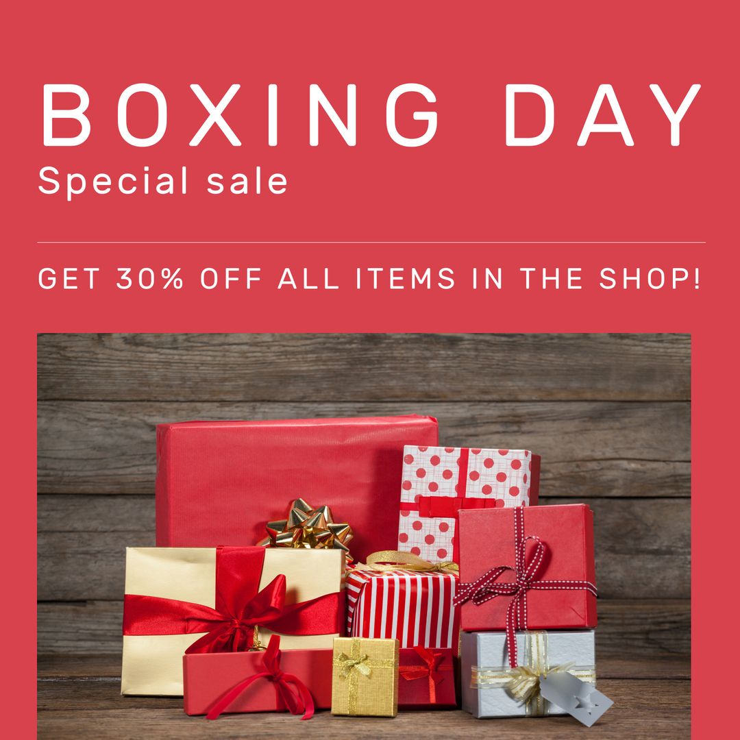 Boxing Day Special Sale Advertisement with Gift Boxes