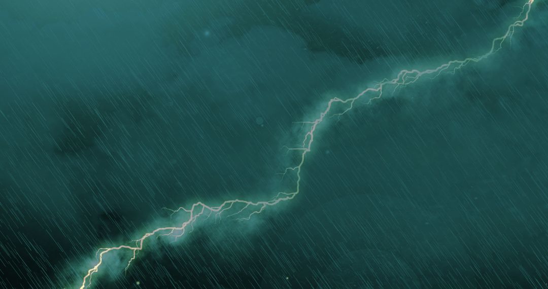 Dramatic Thunderstorm with Lightning and Green Clouds