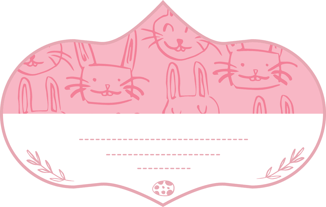 Easter Bunny Badge with Copy Space on Transparent Background