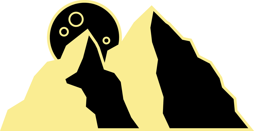 Transparent Background Geometric Mountains Under Cratered Moon