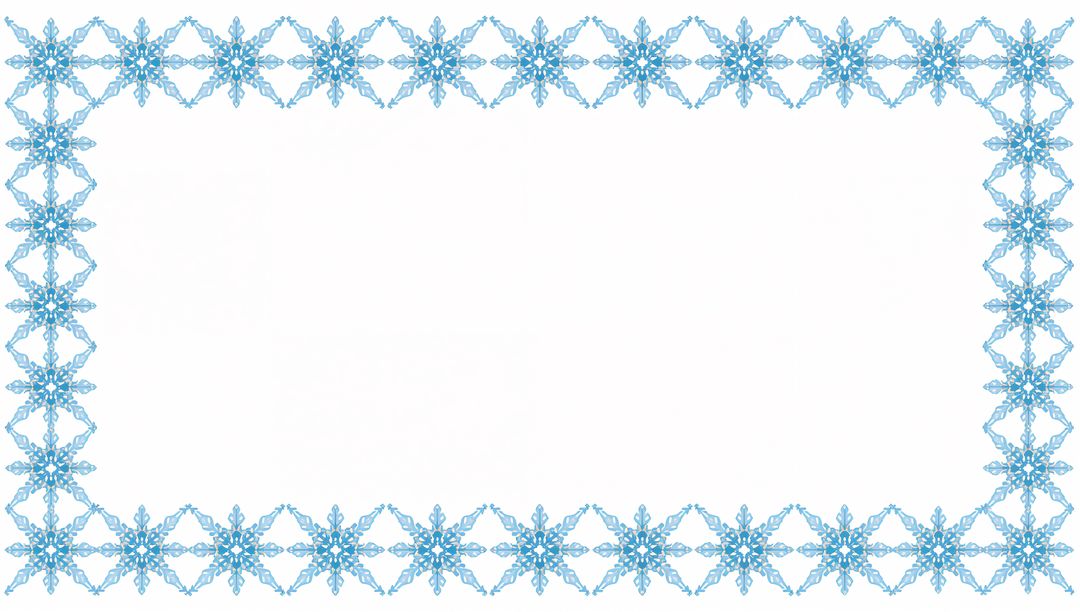 Framing Cyan Snowflake Border Around Blank White Panel Winter Decorative Frame