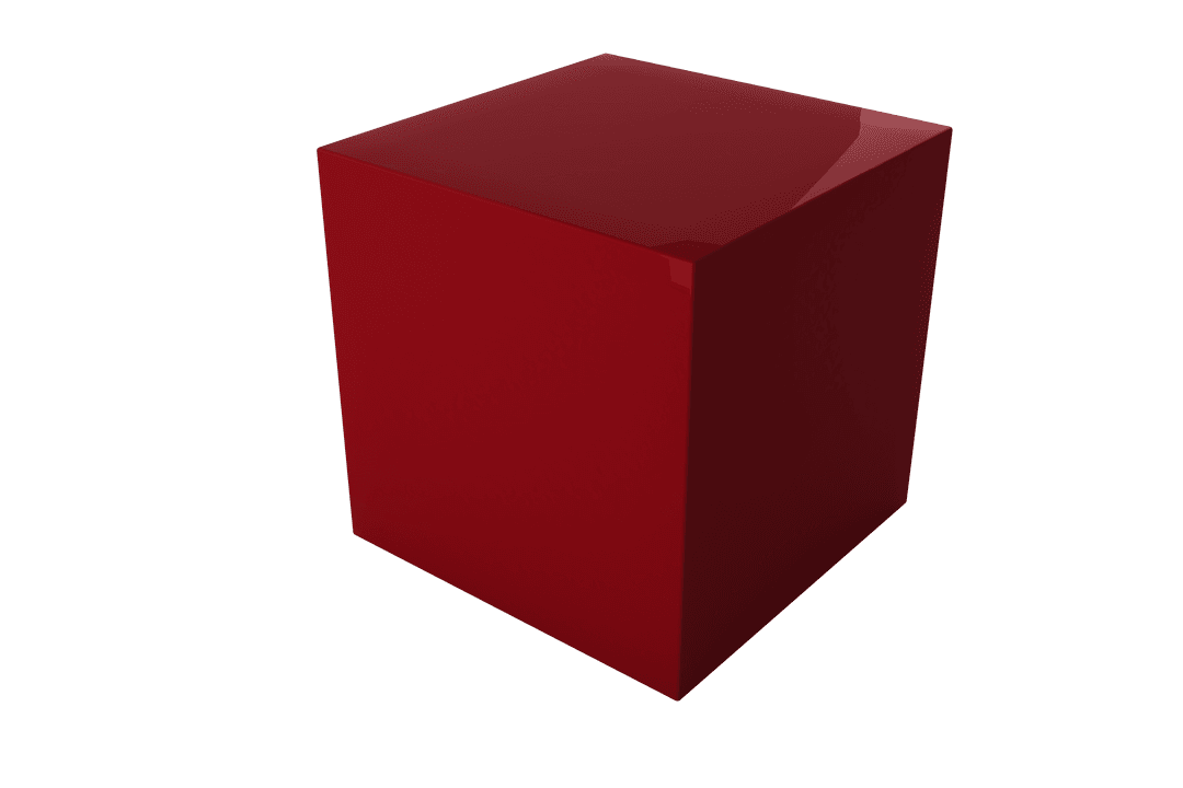 Red Cube Illustration with Transparent Background