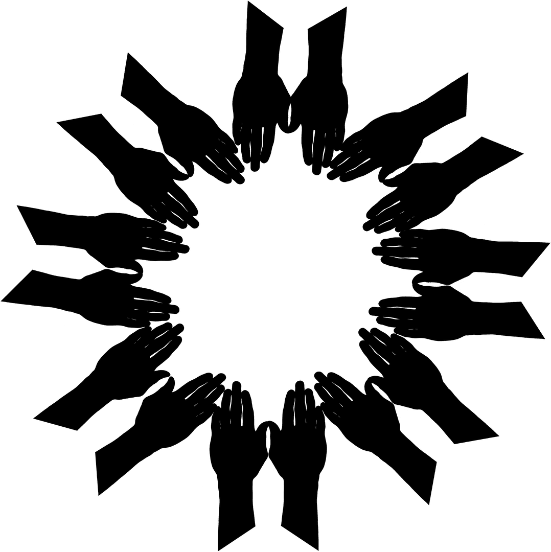 Silhouettes of Hands Forming Circle on Transparent Background