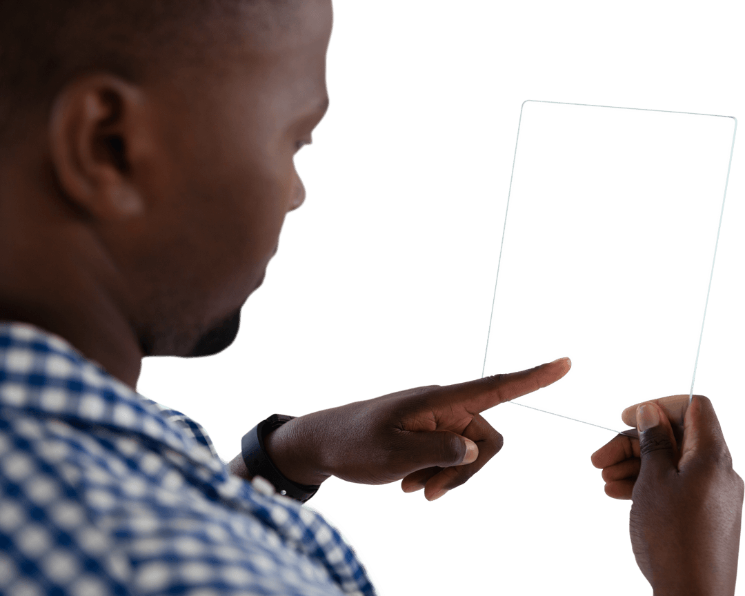 Man Using Transparent Glass Interface in Technology Concept - Download Free Stock Images Pikwizard.com