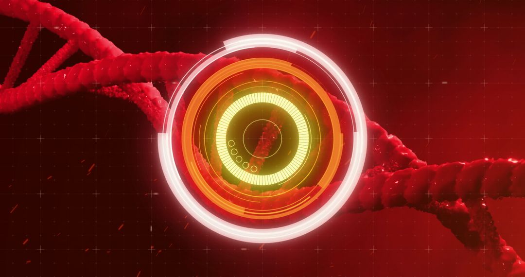 Innovative Genetic Interface Overlay on Red Background