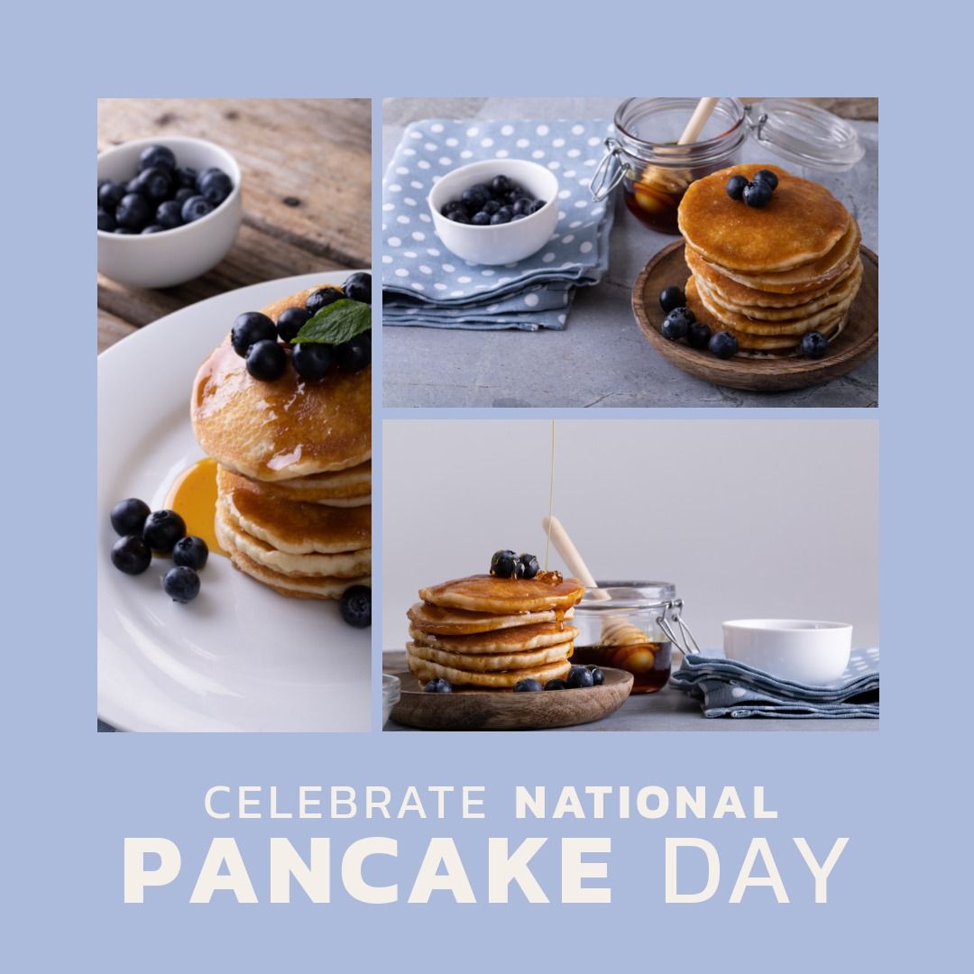 Celebrate National Pancake Day with Delicious Blueberry Pancakes - Download Free Stock Templates Pikwizard.com