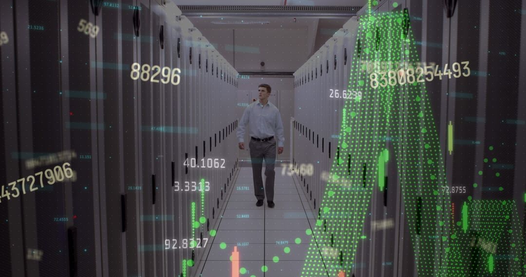 Data Engineer Analyzing Server Network in a Technology Center