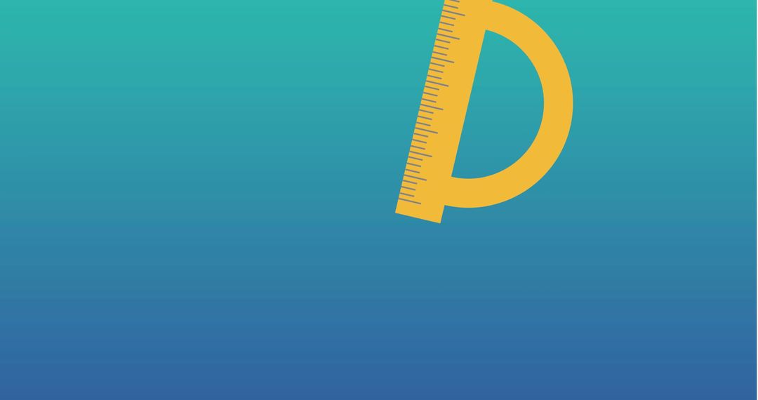 Yellow Ruler Icon on Blue to Green Gradient Background