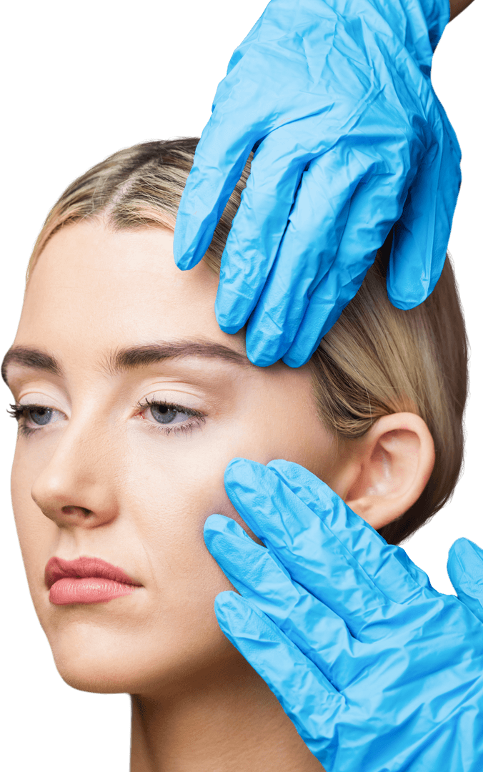Facial Skin Examination and Assessment with Gloves for Cosmetic Procedure
