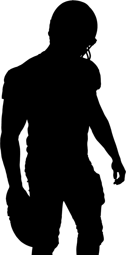 Silhouette of Football Player Holding Ball Against Transparent Background
