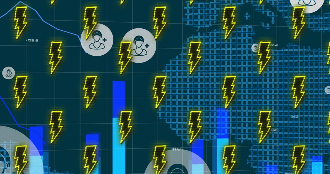Digitized Lightning Bolt Overlay in Global Tech Interface Design