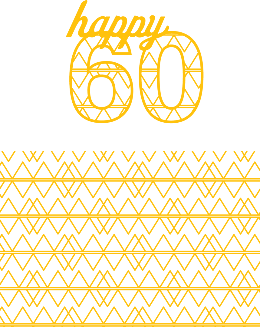 Yellow Happy 60 Birthday Text with Geometric Pattern Transparent Background