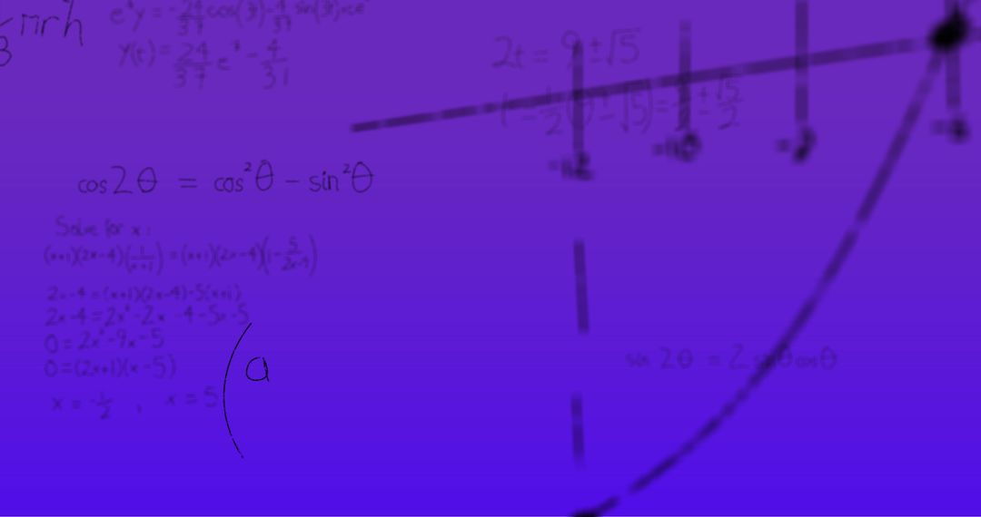 Mathematical Formulas on Purple Background Illustrating Scientific Concepts