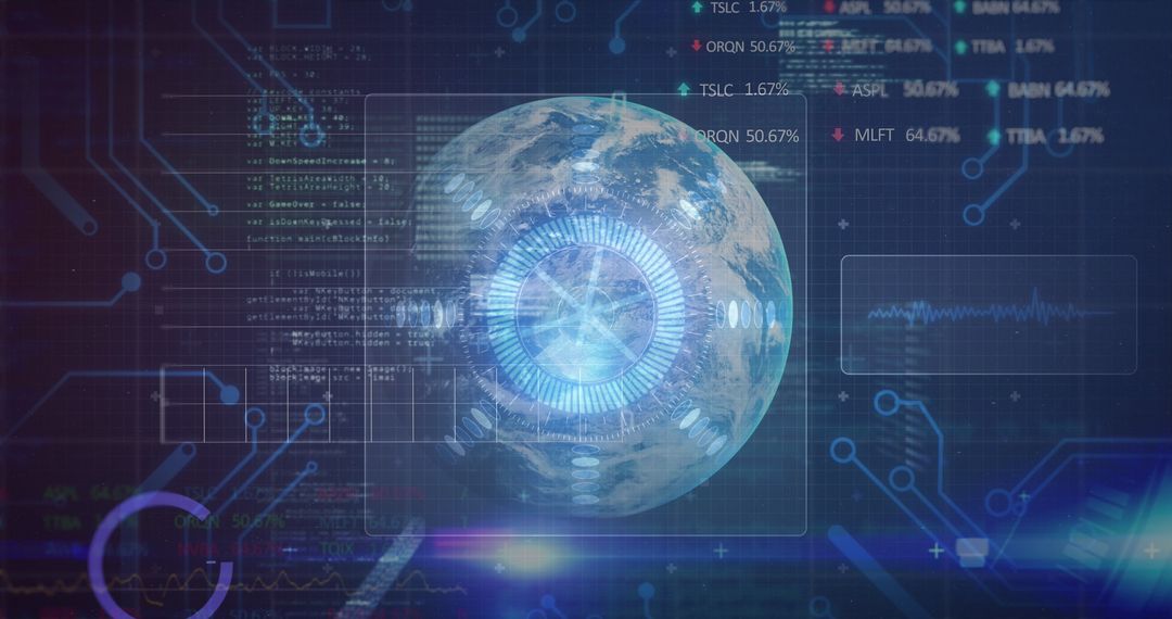 Digital Globe Concept with Complex Data Overlay