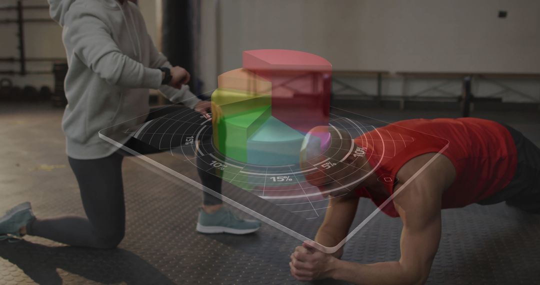 Fitness Trainee Using 3D Chart Technology During Workout