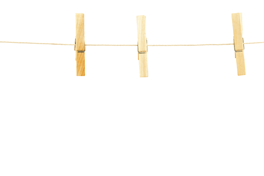 Transparent Wooden Clothespins on String Isolated Vector Illustration
