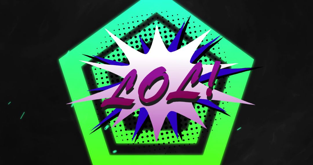 Colorful Comic Style LOL Text Over Dynamic Shapes Background