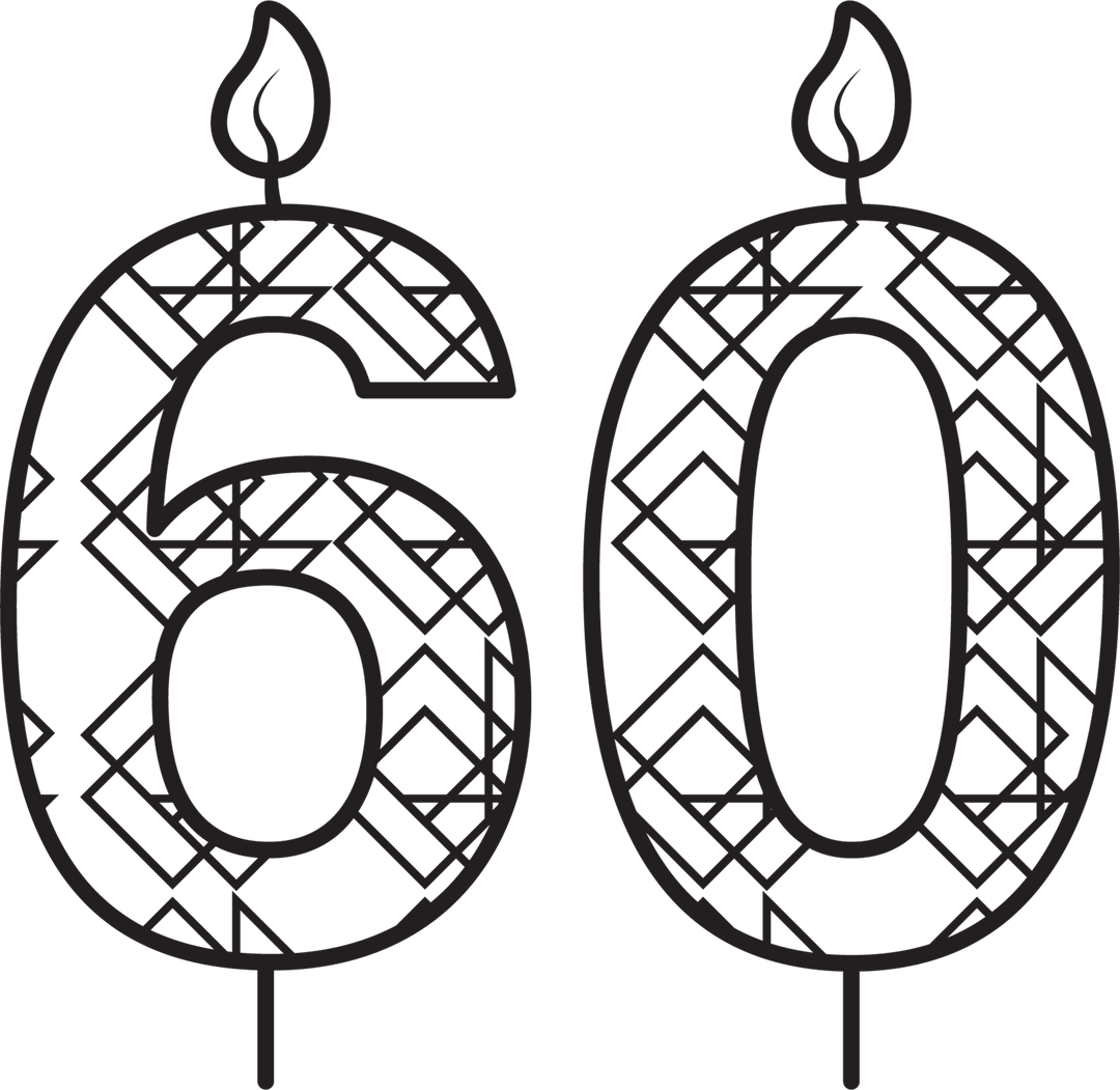 Transparent Black 60 Birthday Candle Illustration with Pattern - Download Free Stock Images Pikwizard.com