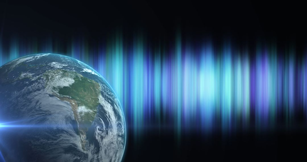 Abstract Earth with Digital Light Trails Symbolizing Connectivity