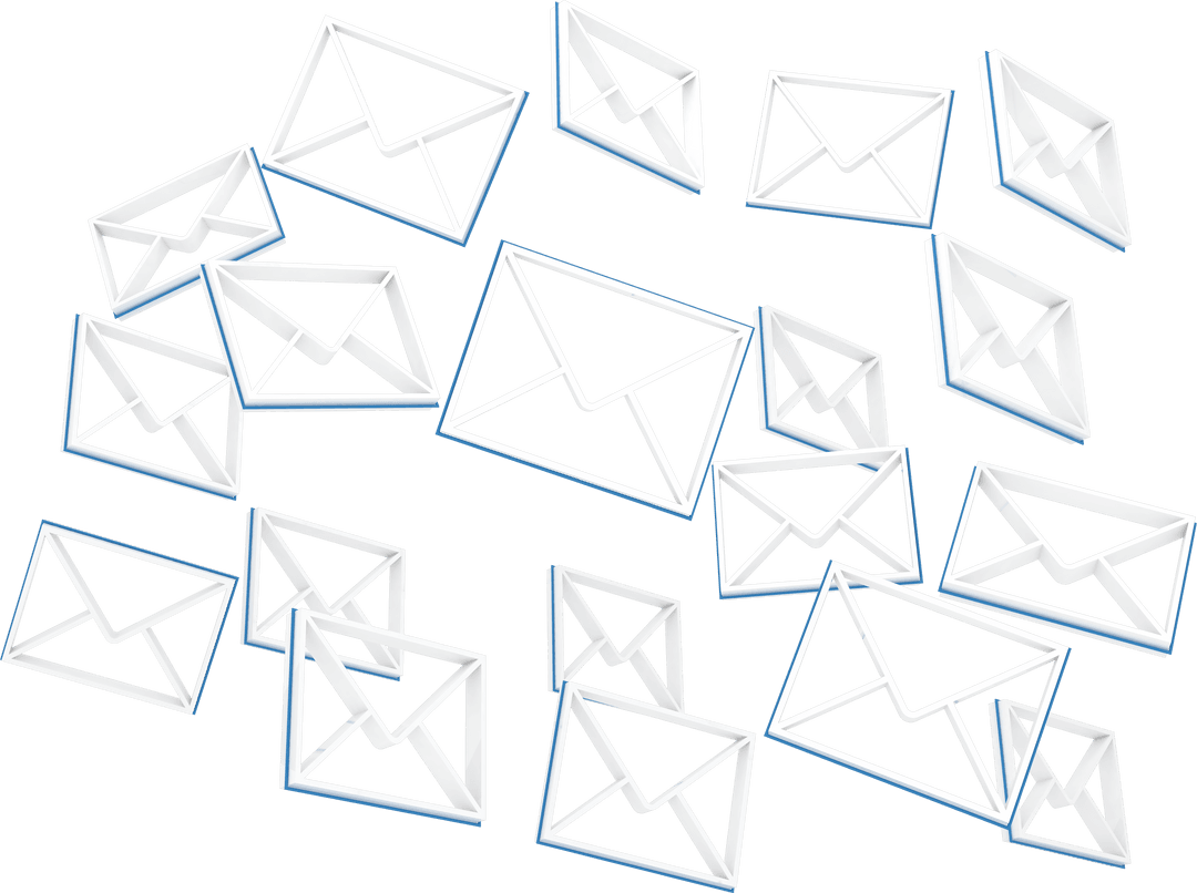 Transparent Email Envelopes Symbols on White Background