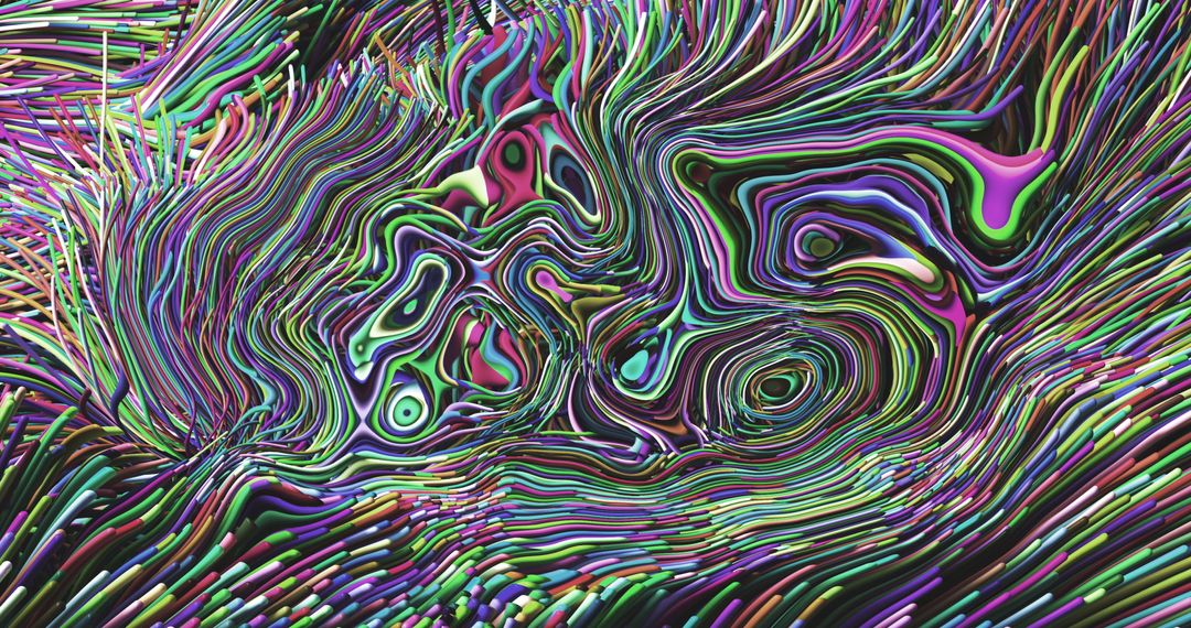 Abstract Colorful Metallic Liquid Swirls in Motion